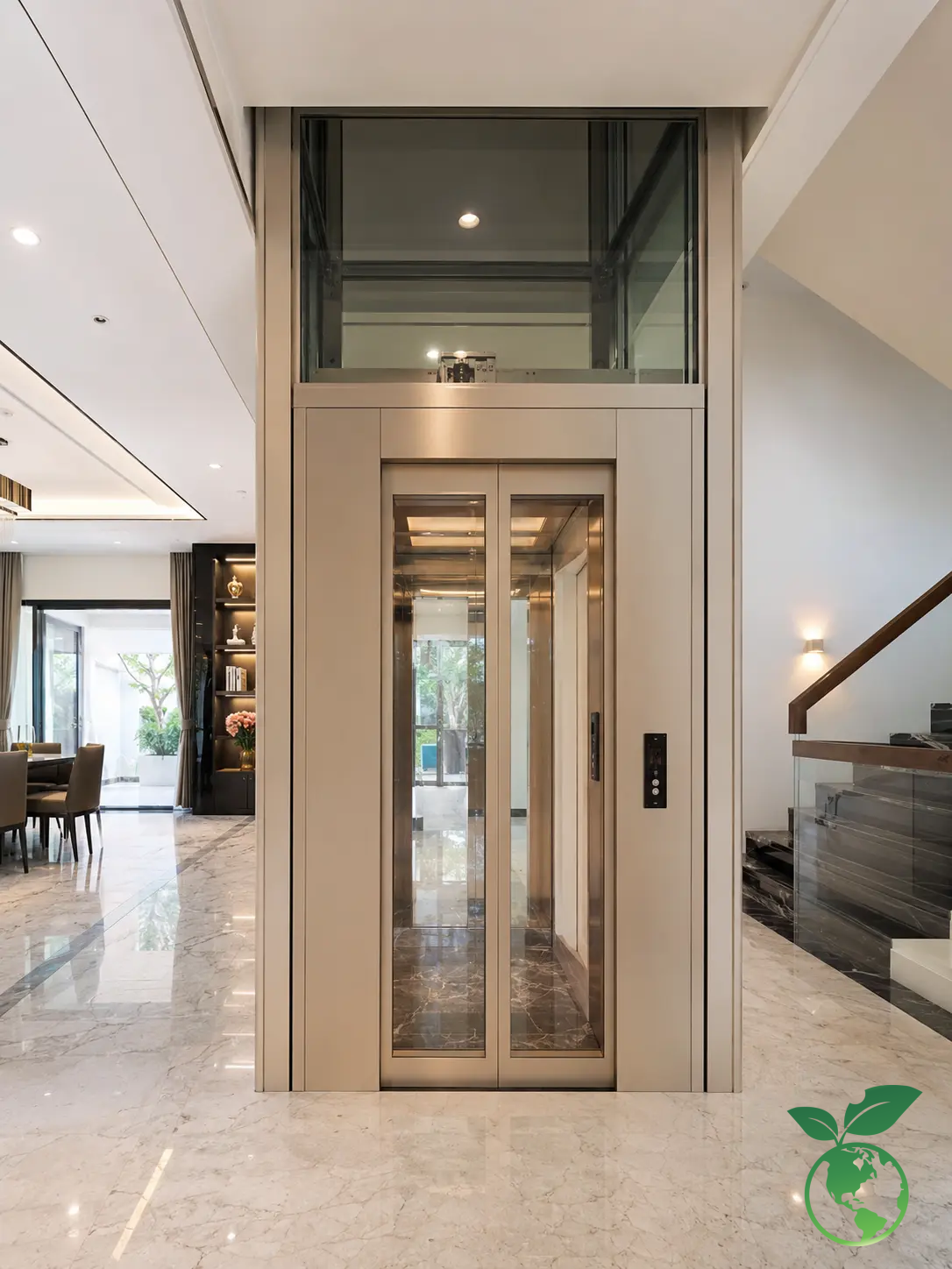 MIRROR ETCHED STAINLESS STEEL ELEVATOR CABIN 1