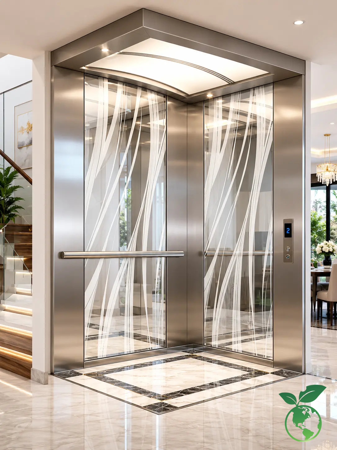 MIRROR ETCHED STAINLESS STEEL ELEVATOR CABIN 5