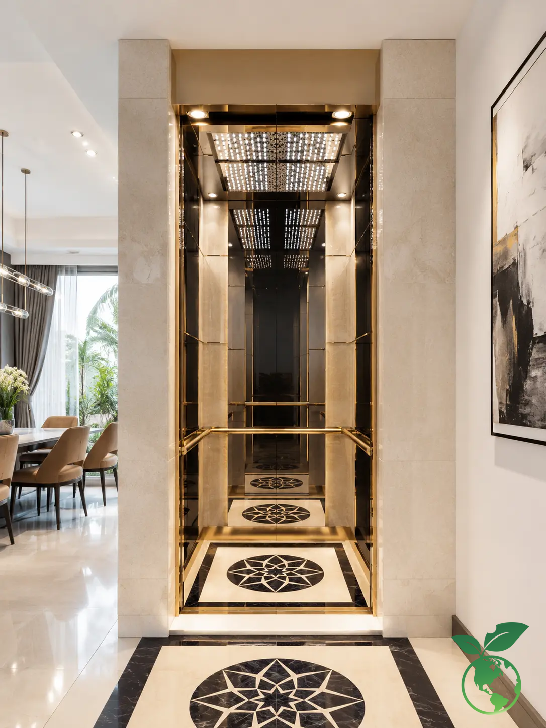PATTERNED ETCHED STAINLESS STEEL ELEVATOR CABIN 4