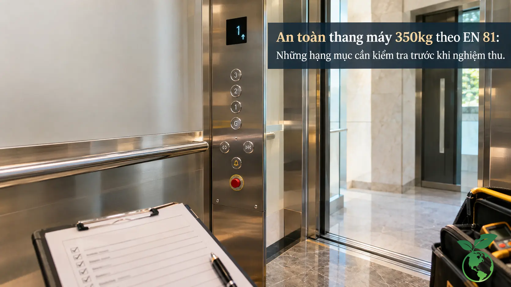 Tư vấn kích thước và giá thang máy 350kg gia đình 4 An toàn thang máy 350kg theo EN 81: Những hạng mục cần kiểm tra trước khi nghiệm thu - Thang Máy Việt Ý