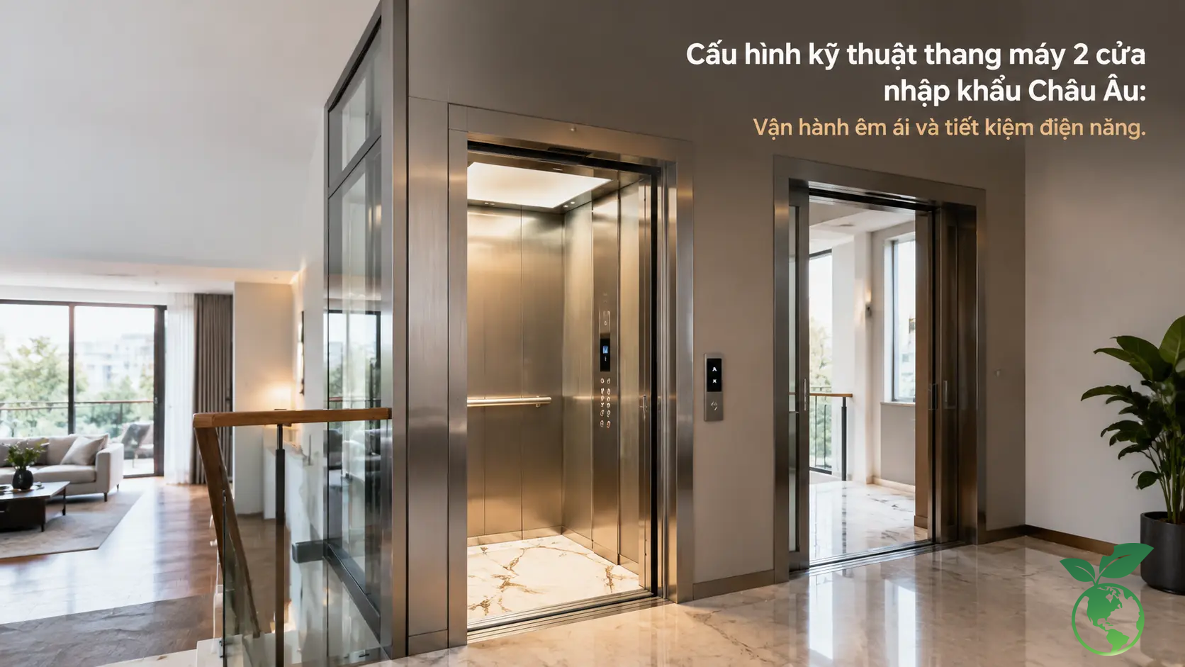 Thang Máy 2 Cửa: Kích Thước, Chiều Cao OH Và Báo Giá (2026) 4 Cấu hình kỹ thuật thang máy 2 cửa nhập khẩu Châu Âu với cabin cao cấp
